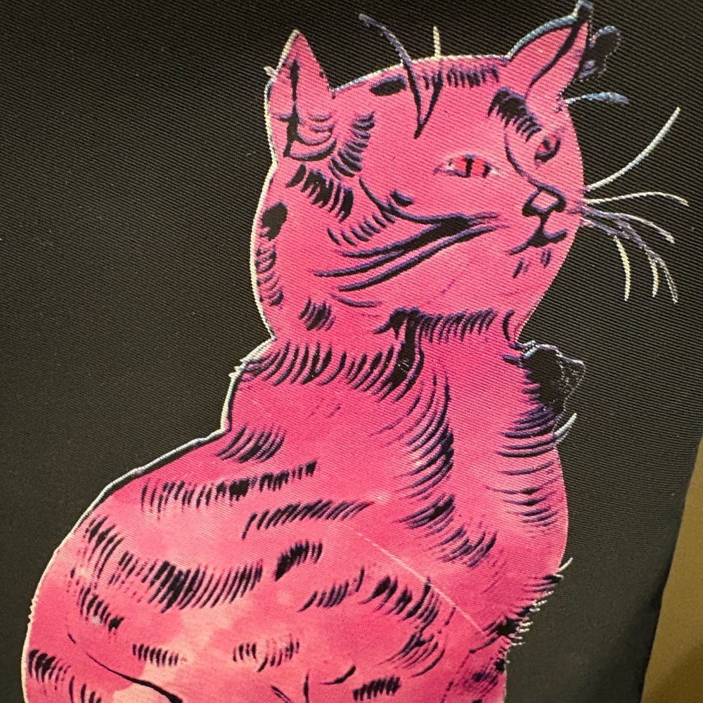 🍀Andy Warhol Cat Print Tote Bag Black Canvas Pink Gray Pop Art Cats - Picture 4 of 7
